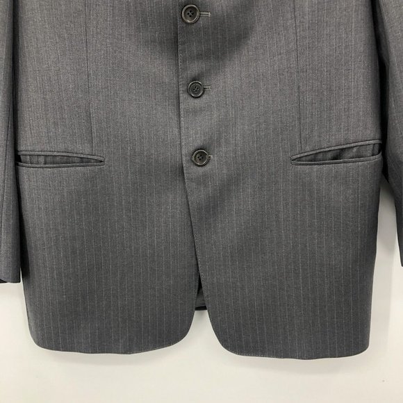 Giorgio Armani Le Collezioni Sz 44R Gray Blazer Blue Stripe Jacket Italy Made - Picture 4 of 10